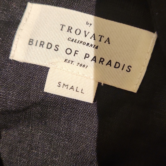 ❤️ TROVATA BIRDS OF PARADIS BLACK LINEN REVA MAXI DRESS W/ POCKETS, SMALL - Picture 9 of 15